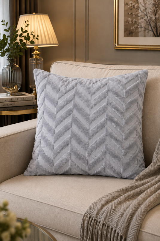 Zigzag Pattern Pillowcase - Cushion Gray