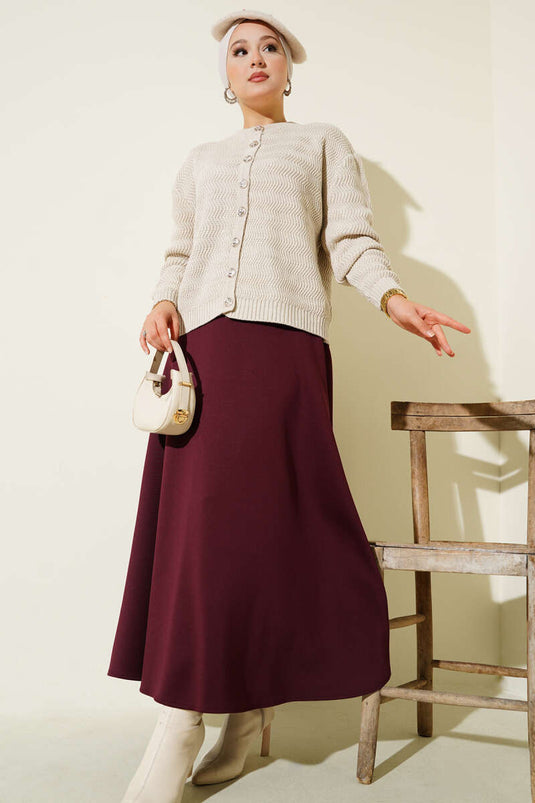 Cardigan en maille boutonnée dorée à motifs zigzag beige