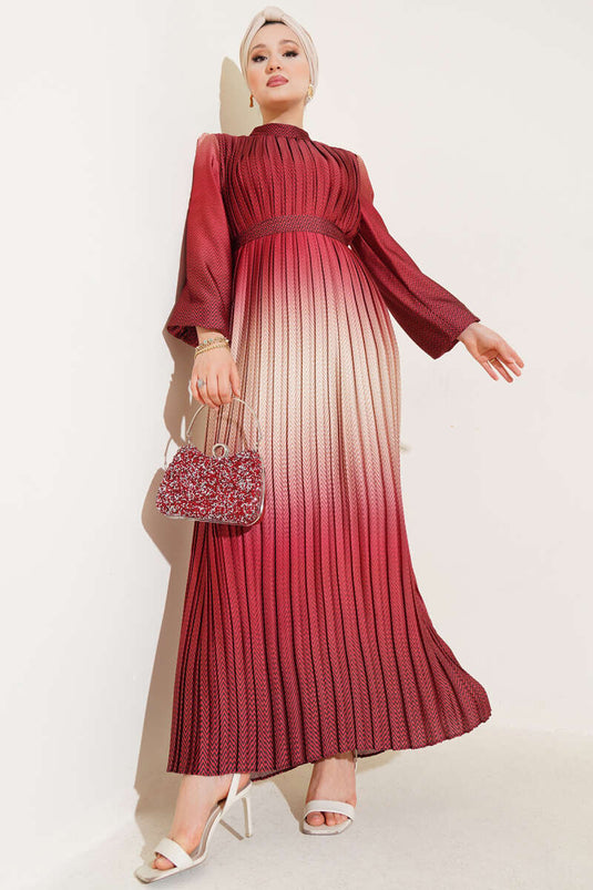 Robe de soirée plissée à motifs zigzag