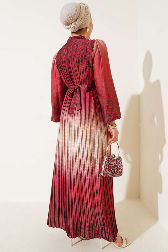 Robe de soirée plissée à motifs zigzag