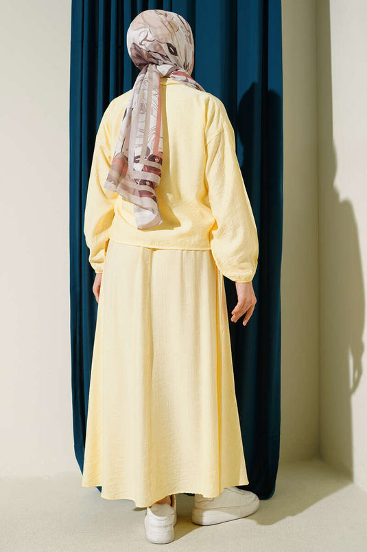Two-Piece Set with Studded Pocket Flap and Skirt Yellow