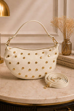 Sac Zippé Avec Détails Cloutés Crème