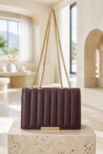 Sac À Bandoulière Matelassé En Chaîne Marron