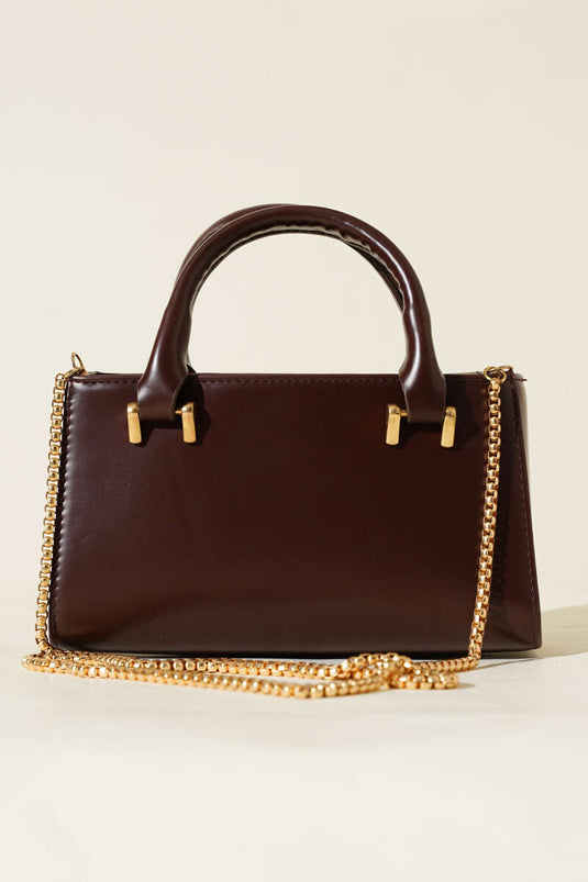 Sac magnétique à bandoulière chaîne marron foncé