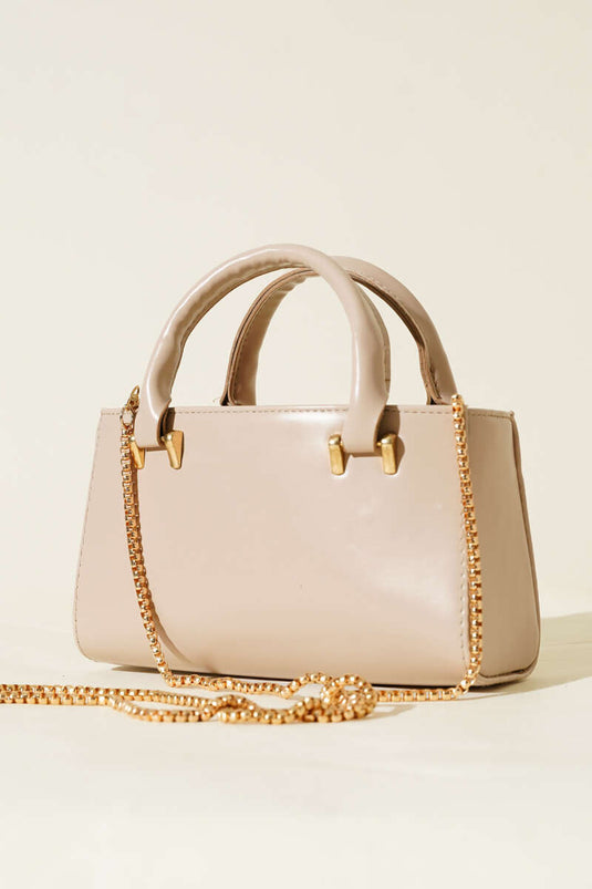 Zincir Askılı Mıknatıslı Çanta Bej