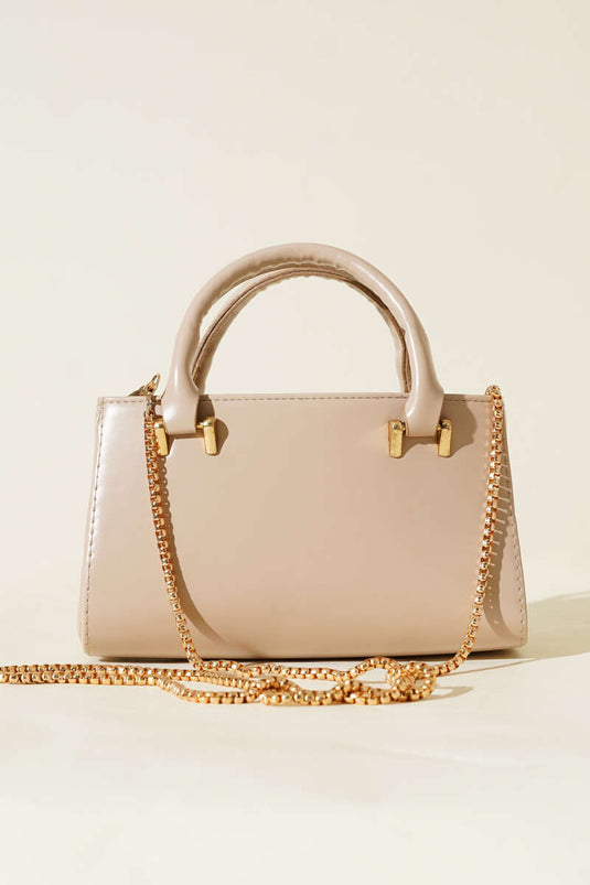 Zincir Askılı Mıknatıslı Çanta Bej