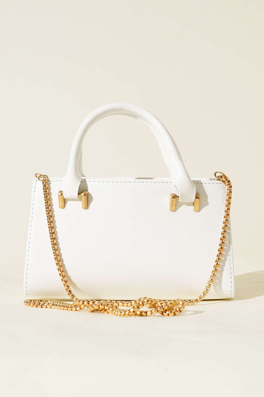 Borsa magnetica con tracolla a catena, bianca