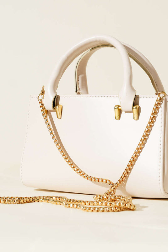 Zincir Askılı Mıknatıslı Çanta Krem