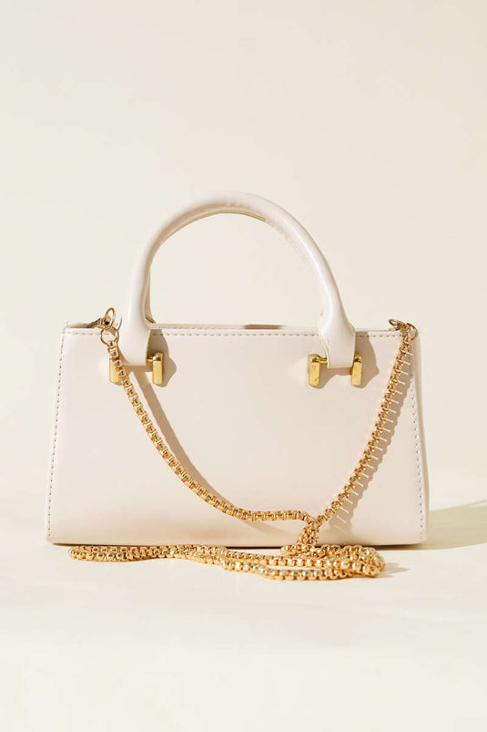 Zincir Askılı Mıknatıslı Çanta Krem