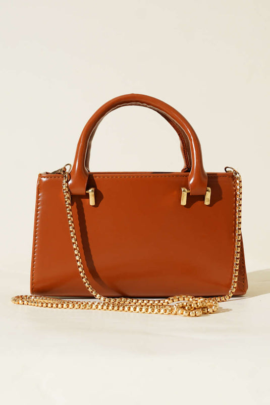 Zincir Askılı Mıknatıslı Çanta Taba