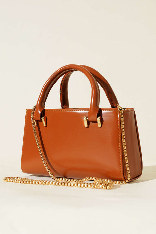 Zincir Askılı Mıknatıslı Çanta Taba