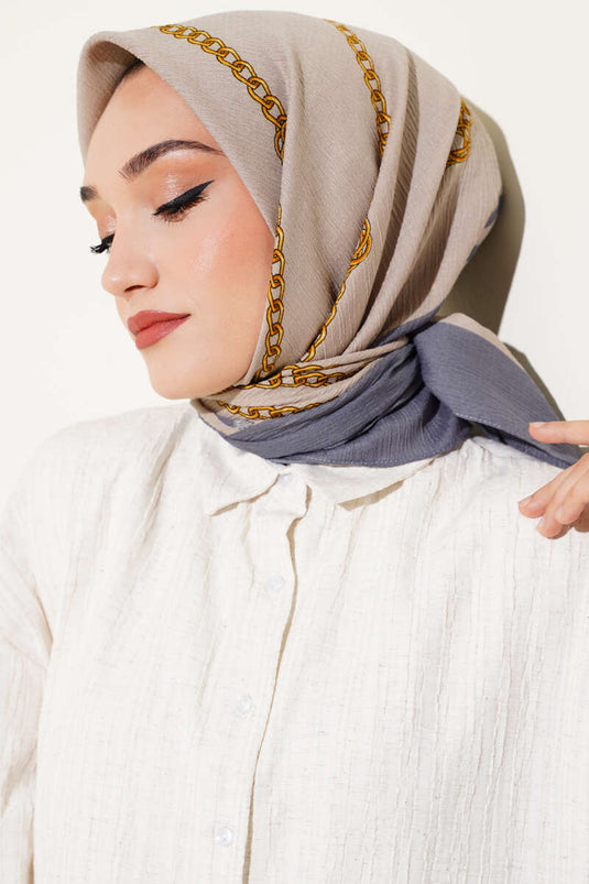 Écharpe Mio Cazz Motif Chaîne Gris