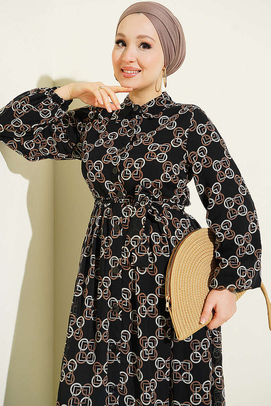 Robe En Chiffon À Boutons Et Motif Mink