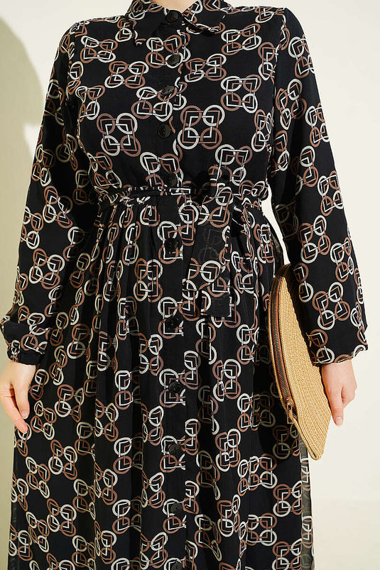 Robe En Chiffon À Boutons Et Motif Mink
