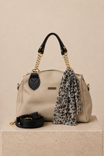 Sac À Main Et Épaule Avec Détail Chaîne Beige
