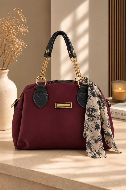 Sac À Main Et Épaule Bordeaux À Chaîne