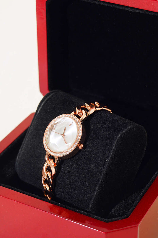 Montre-bracelet pour femme Rose Stone avec bracelet chaîne