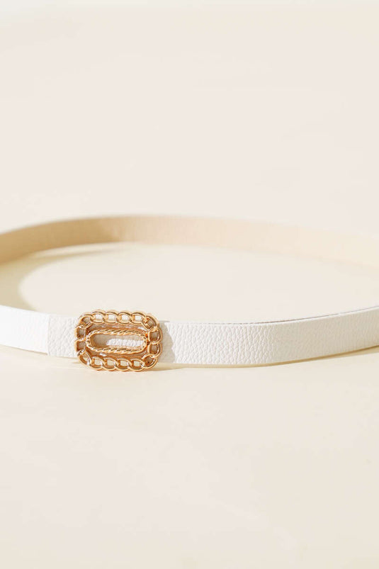 Ceinture fine blanche à boucle chaîne