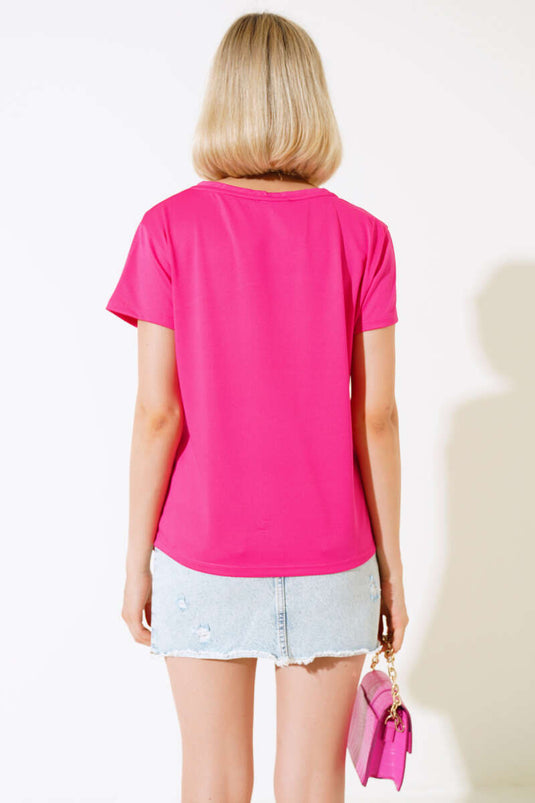 Bluse mit Kettenmuster in Fuchsia